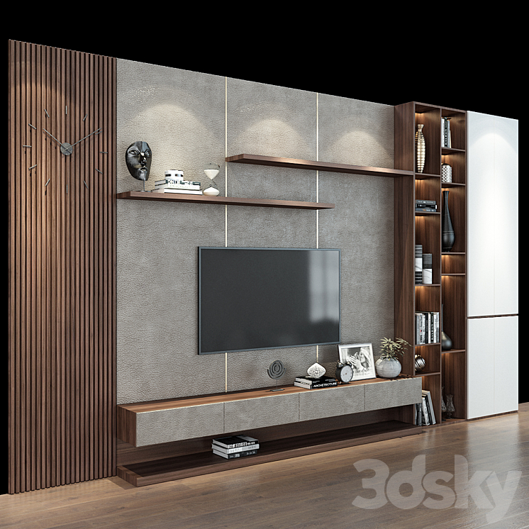 TV Wall set 209 3DS Max - thumbnail 2