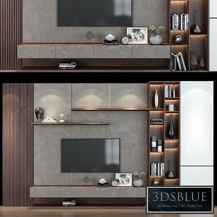 TV Wall set 209 3DS Max - thumbnail 3