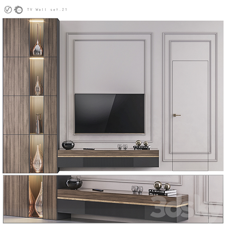 TV Wall Set 21 3DS Max - thumbnail 1