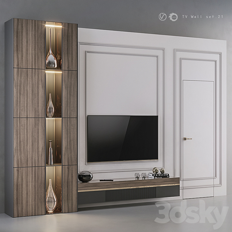 TV Wall Set 21 3DS Max - thumbnail 2