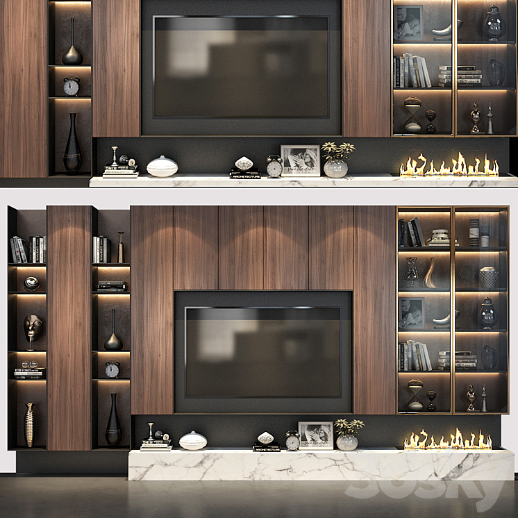 TV wall set 215 3DS Max - thumbnail 1