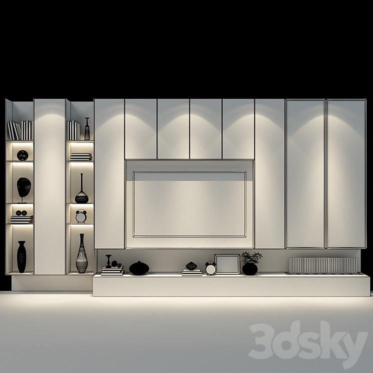 TV wall set 215 3DS Max - thumbnail 2