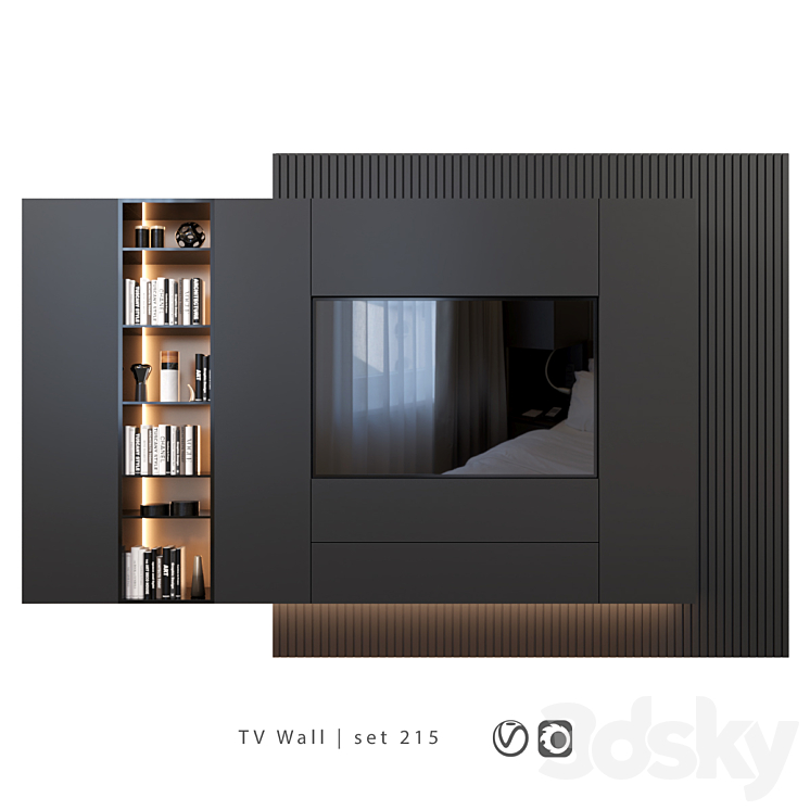 TV Wall | set 215 3DS Max - thumbnail 1