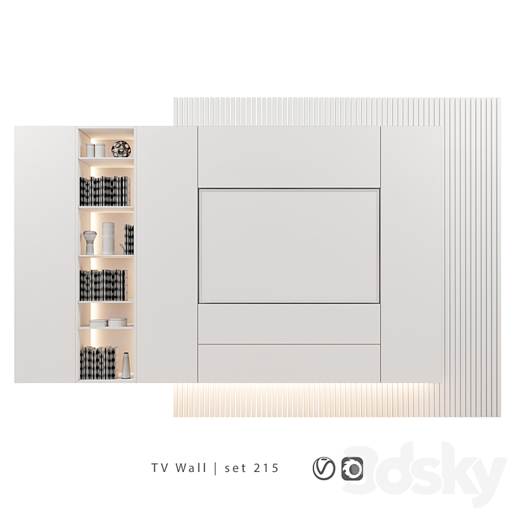 TV Wall | set 215 3DS Max - thumbnail 2