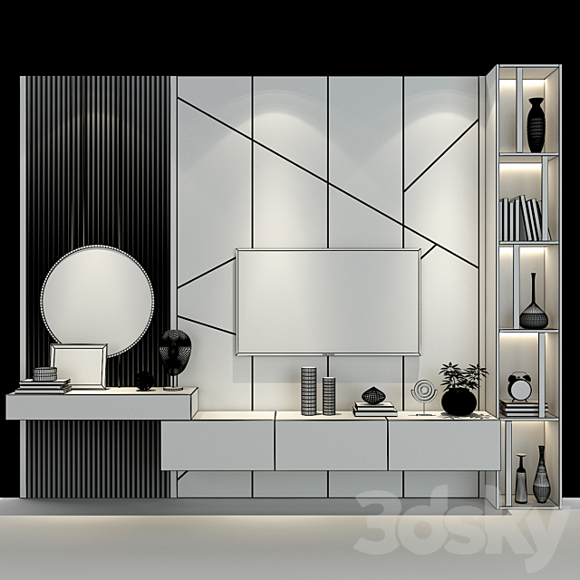 TV wall set 218 3DS Max Model - thumbnail 2