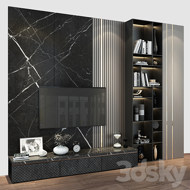 TV wall set 226 3DS Max Model - thumbnail 3