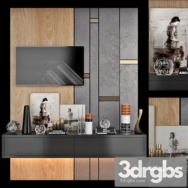 TV Wall Set 23 3dsmax Download - thumbnail 1