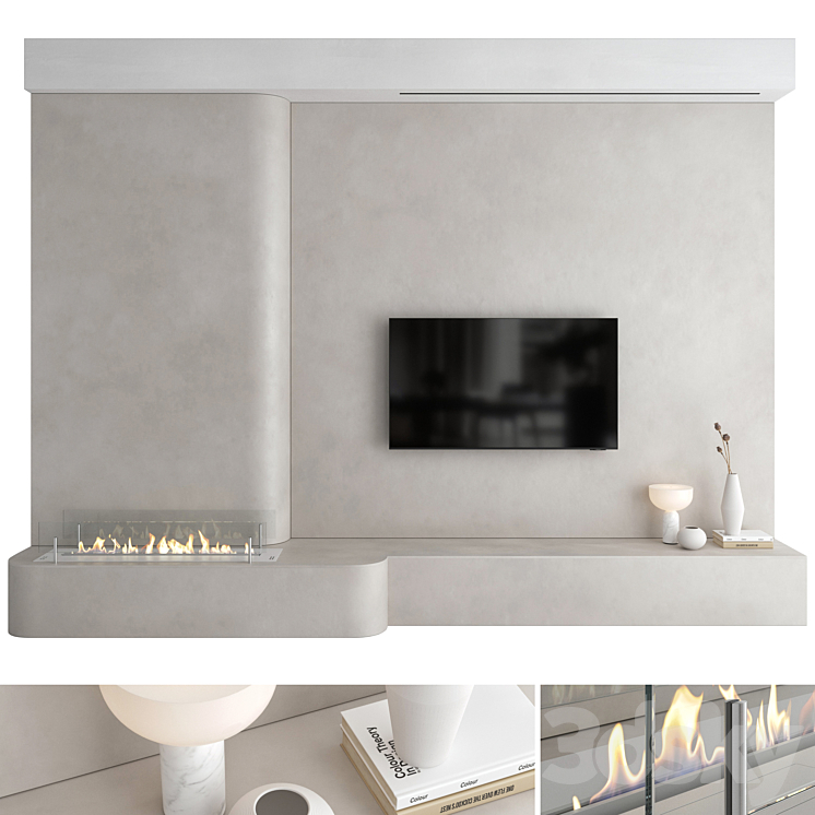 TV wall set 25 3DS Max Model - thumbnail 1