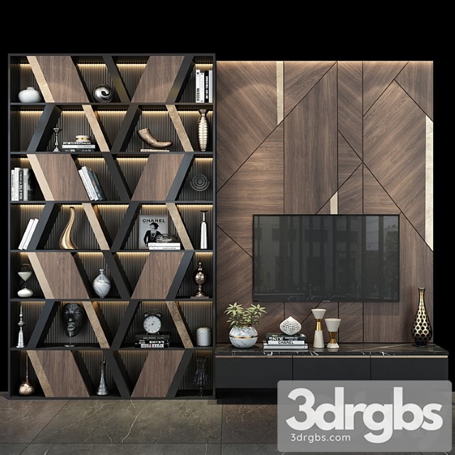 TV Wall Set 265 3dsmax Download - thumbnail 1