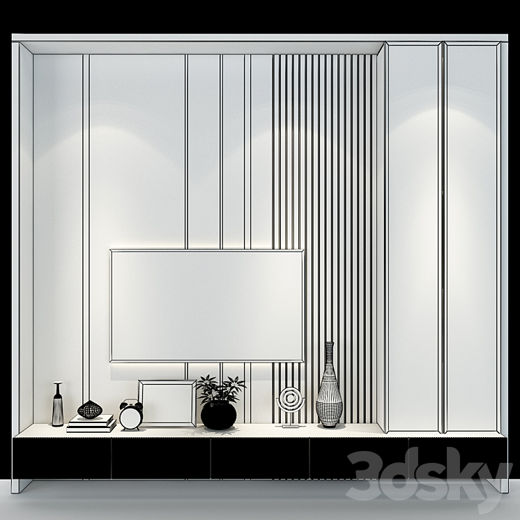 TV wall set 267 3DS Max Model - thumbnail 2