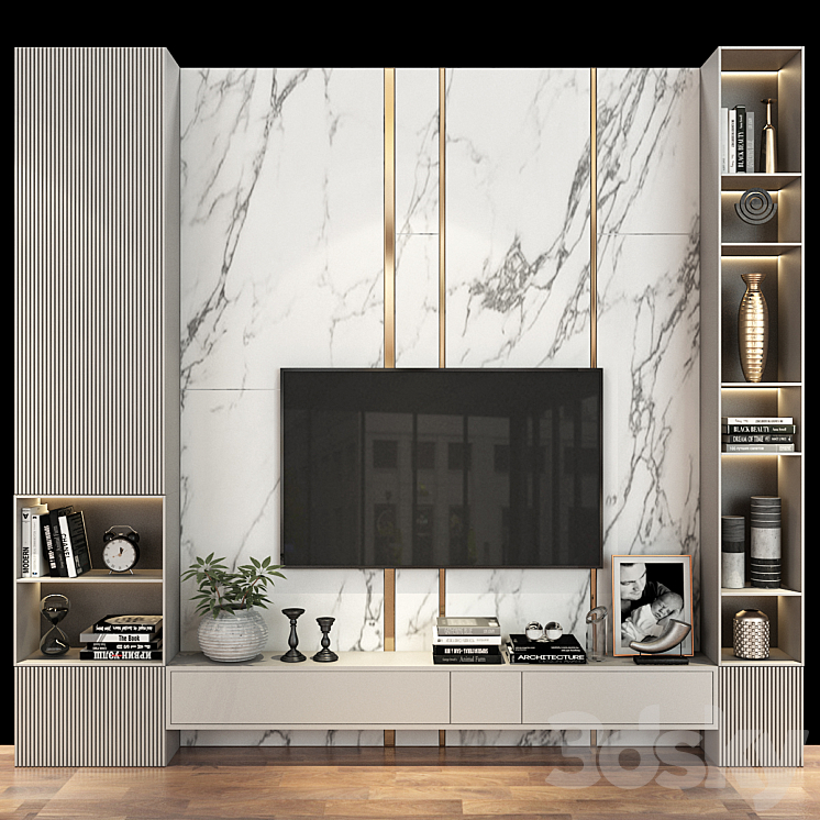 TV wall set 285 3DS Max - thumbnail 1