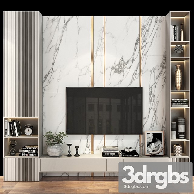 TV Wall Set 285 3dsmax Download - thumbnail 1