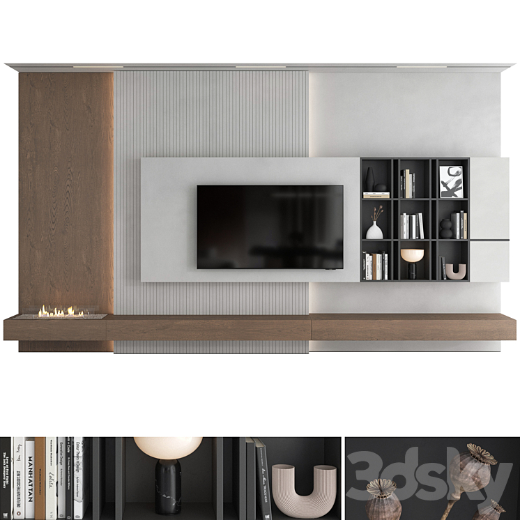 TV wall set 29 3DS Max Model - thumbnail 1