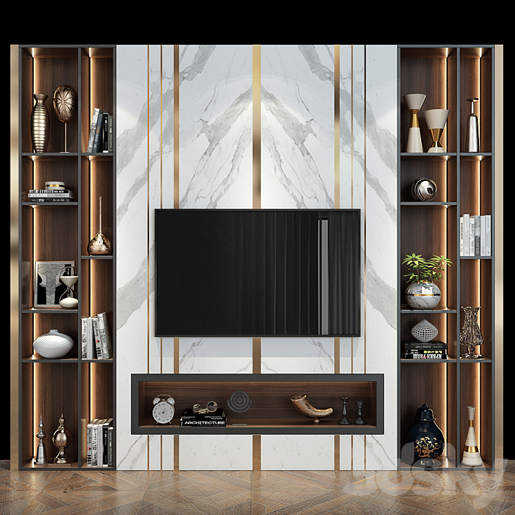 TV wall set 292 3DS Max - thumbnail 1