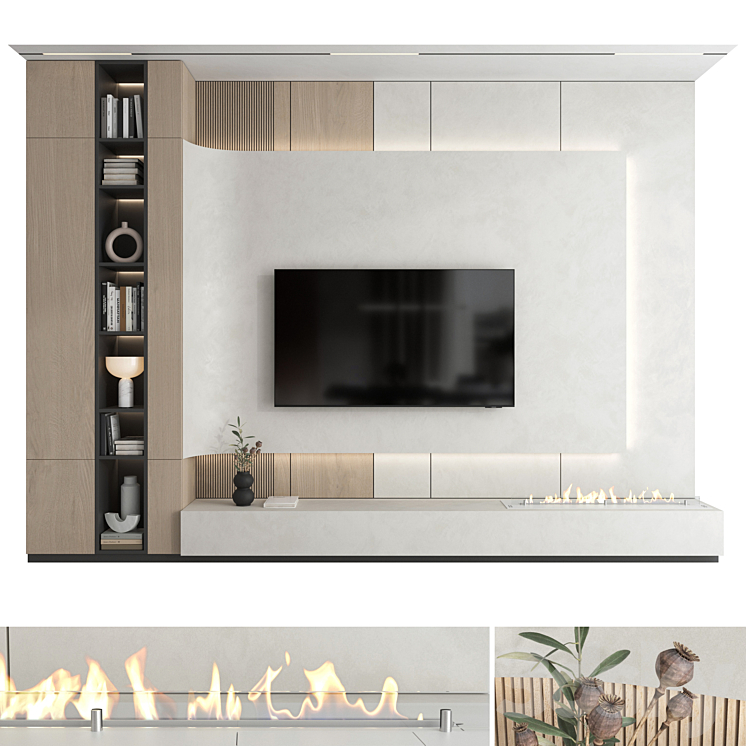 TV wall set 30 3DS Max Model - thumbnail 1