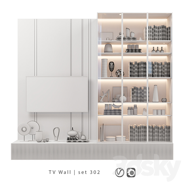 TV Wall | set 302 3DS Max Model - thumbnail 2