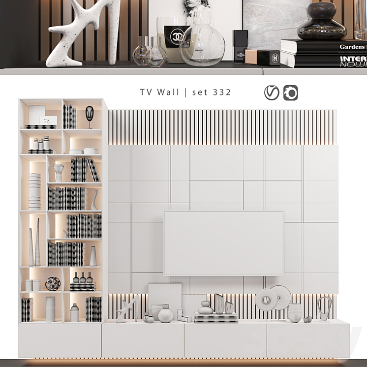 TV Wall | set 332 3DS Max - thumbnail 2