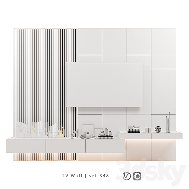 TV Wall | set 348 3DS Max Model - thumbnail 2