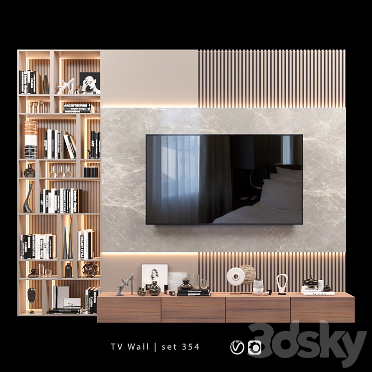 TV Wall | set 354 3DS Max Model - thumbnail 1