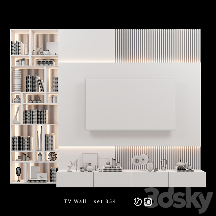 TV Wall | set 354 3DS Max Model - thumbnail 2