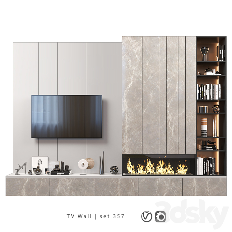 TV Wall | set 357 3DS Max Model - thumbnail 1