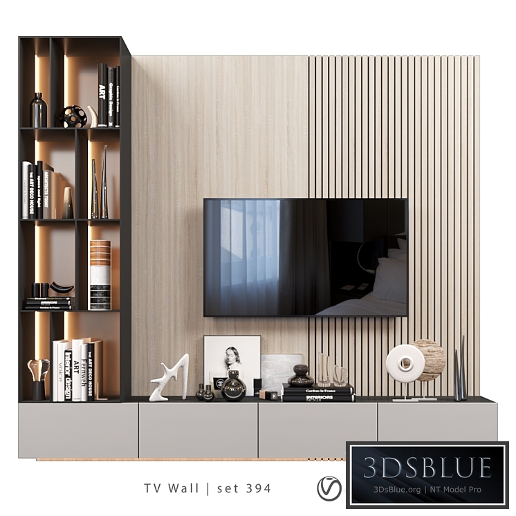 TV Wall | set 394 | TV shelf 3DS Max - thumbnail 3