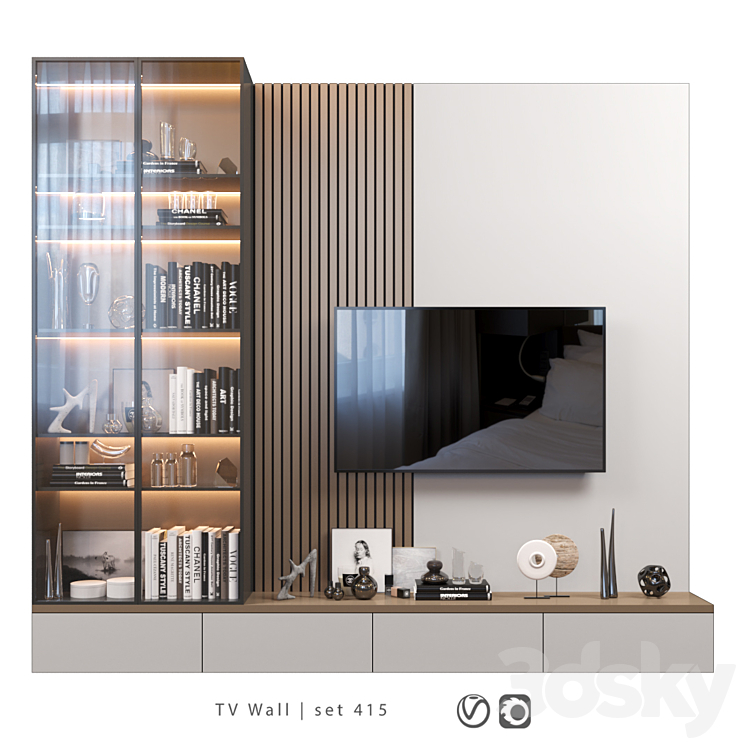 TV Wall | set 415 3DS Max - thumbnail 1