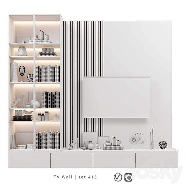 TV Wall | set 415 3DS Max - thumbnail 2