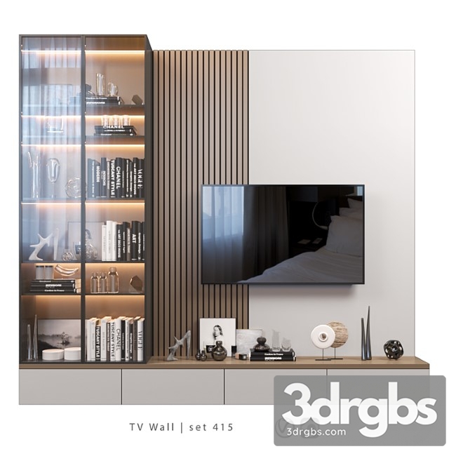 TV Wall Set 415 3dsmax Download - thumbnail 1