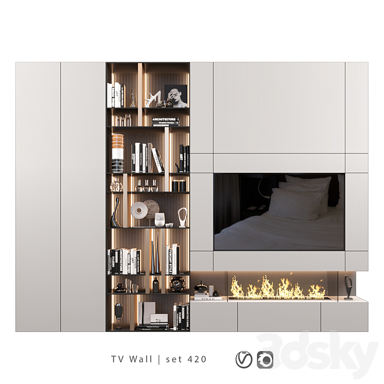 TV Wall | set 420 3DS Max Model - thumbnail 1