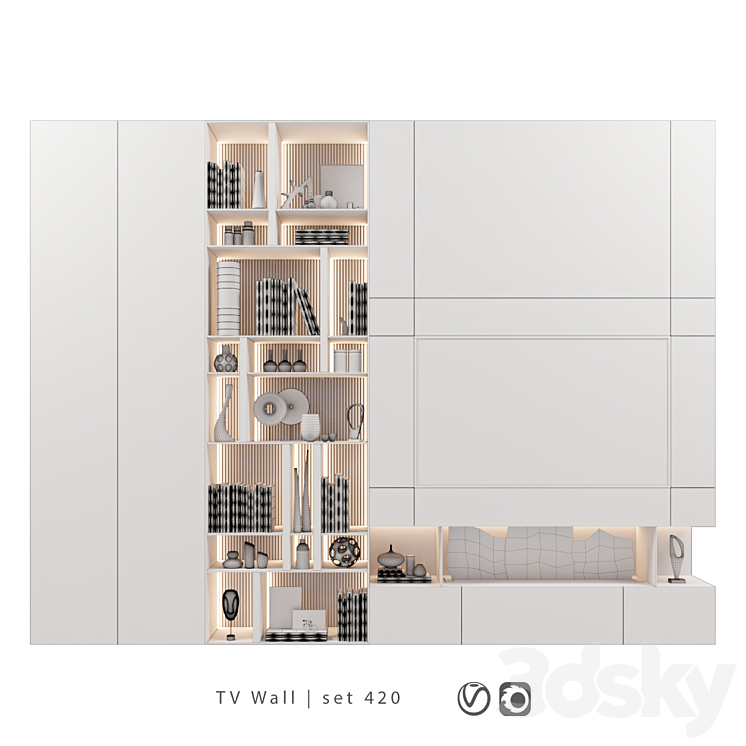 TV Wall | set 420 3DS Max Model - thumbnail 2