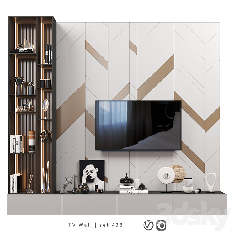 TV Wall | set 438 3DS Max Model - thumbnail 1