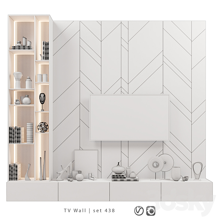 TV Wall | set 438 3DS Max Model - thumbnail 2