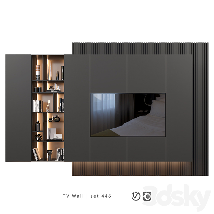 TV Wall | set 446 3DS Max - thumbnail 1