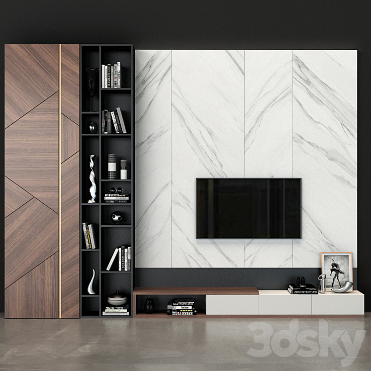 TV Wall set 46 3DS Max - thumbnail 1