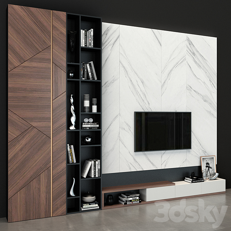 TV Wall set 46 3DS Max - thumbnail 2