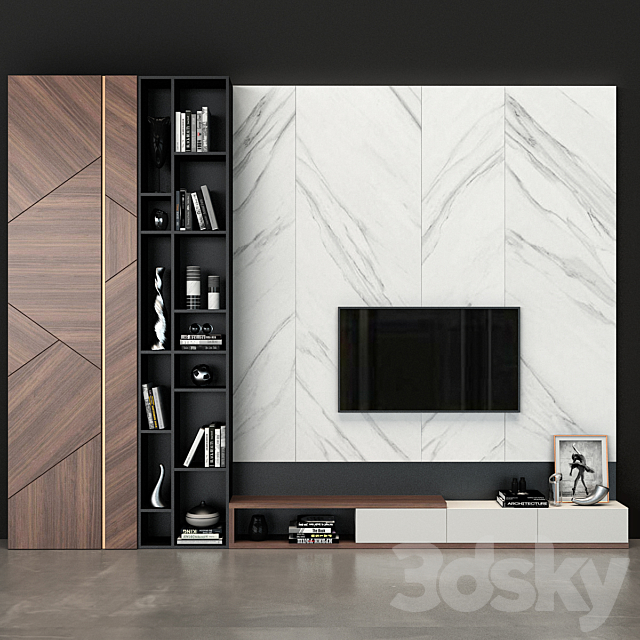 TV Wall set 46 3DSMax File - thumbnail 1