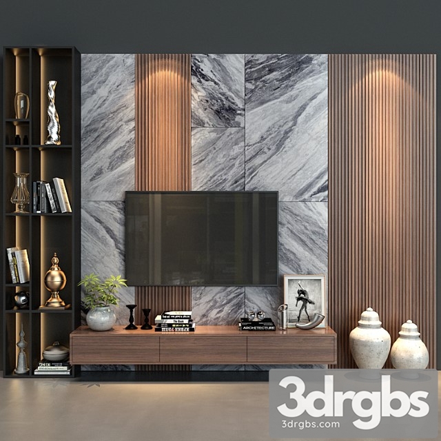 TV Wall Set 47 1 3dsmax Download - thumbnail 1