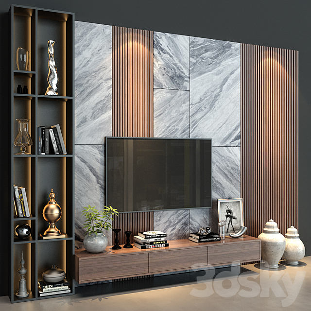 TV Wall set 47 3DS Max Model - thumbnail 2