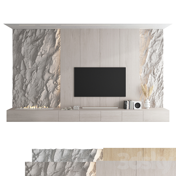 TV wall set 49 3DS Max Model - thumbnail 1