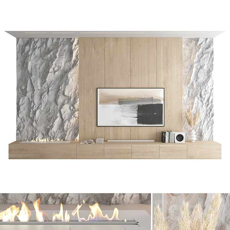 TV wall set 49 3DS Max Model - thumbnail 2