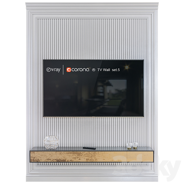 TV Wall set.5 3DS Max Model - thumbnail 3