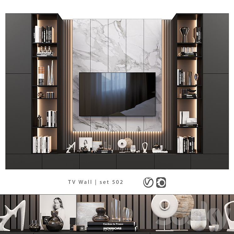 TV Wall | set 502 3DS Max Model - thumbnail 1