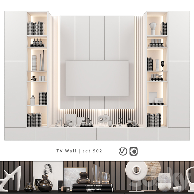 TV Wall | set 502 3DS Max Model - thumbnail 2