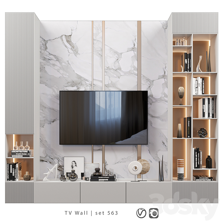 TV Wall | set 563 3DS Max Model - thumbnail 1