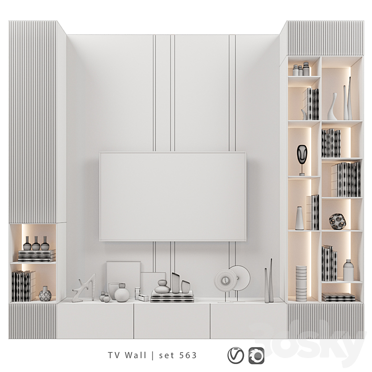 TV Wall | set 563 3DS Max Model - thumbnail 2