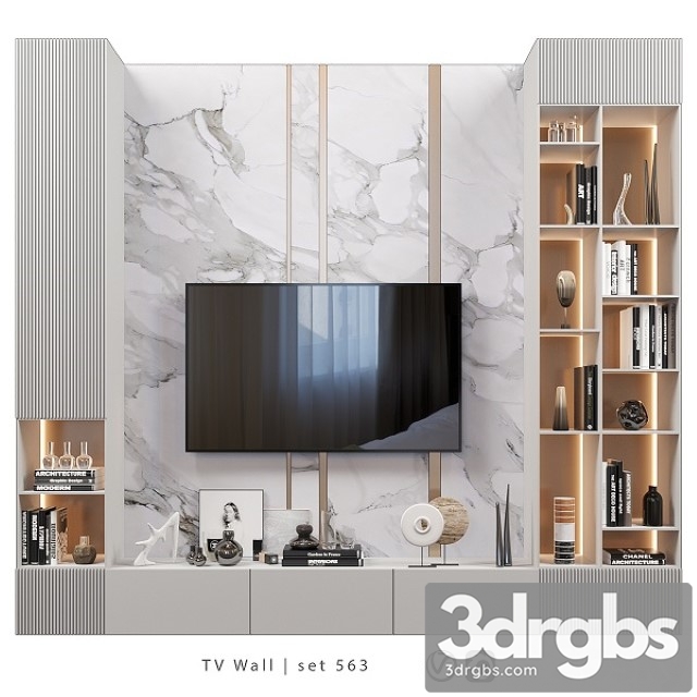 TV Wall Set 563 3dsmax Download - thumbnail 1