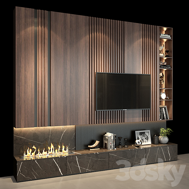 TV Wall set 58 3DS Max Model - thumbnail 2