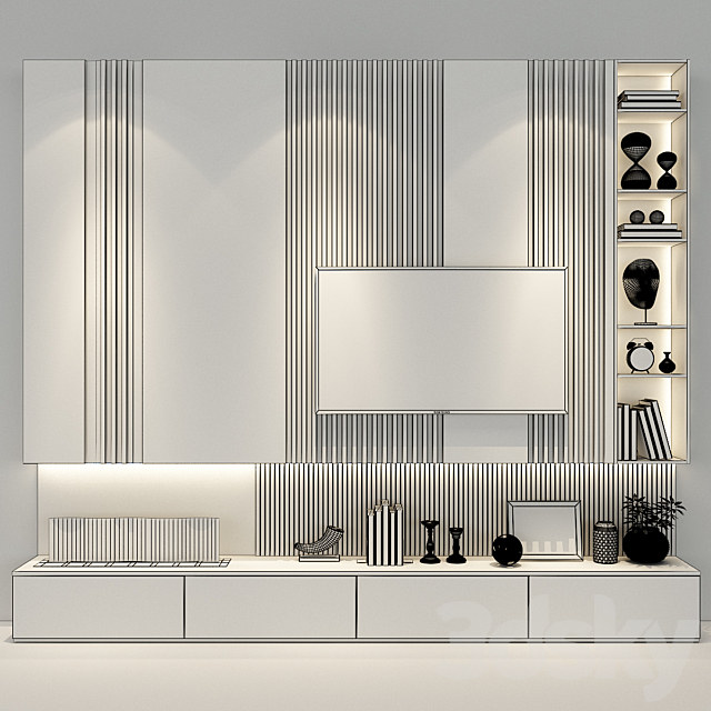 TV Wall set 58 3DS Max Model - thumbnail 3