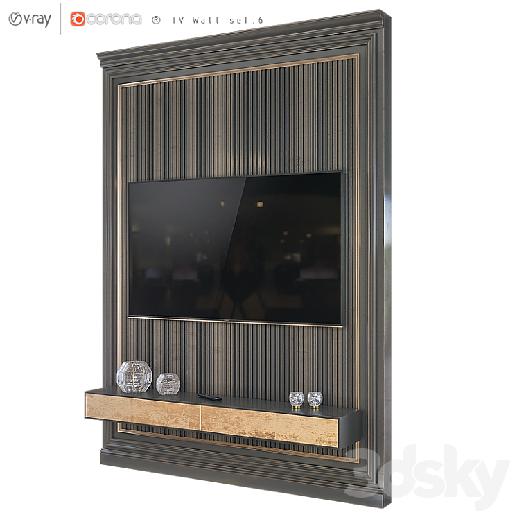 TV Wall set.6 3DS Max - thumbnail 1